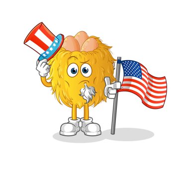 Kuş yuvası Sam Amca karakteri. çizgi film maskotu vektörü