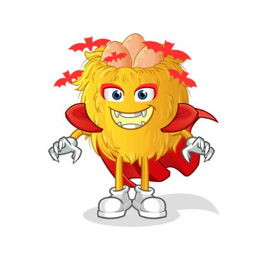 Kuş yuvası Drakula çizimi. karakter vektörü