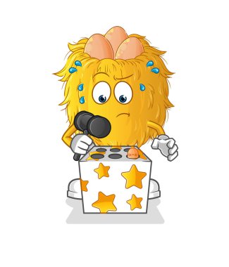 Kuş yuvası oyunu bir köstebek maskotunu vurdu. çizgi film vektörü