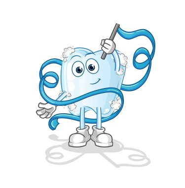 Köpük Ritmik Jimnastik maskotlu diş. çizgi film vektörü