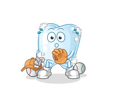 Köpüklü beyzbol topu yakalayıcı çizgi filmi. çizgi film maskotu vektörü