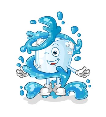 Köpüklü diş, su maskotu. çizgi film vektörü