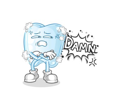 tooth with foam very pissed off illustration. character vector