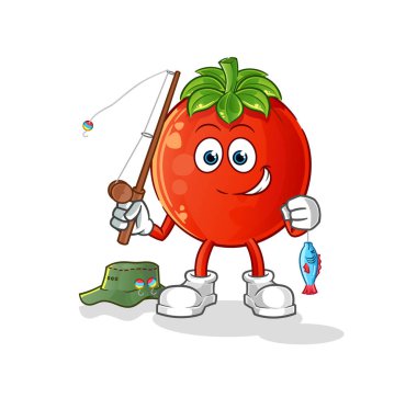 Domates balıkçısı illüstrasyonu. karakter vektörü