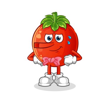 Domates Pinokyo karakteri gibi yalan söyler. çizgi film maskotu vektörü