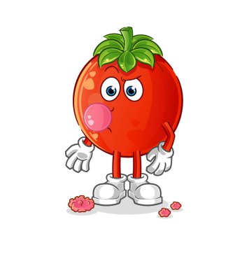 Domates sakız çiğneme vektörü. çizgi film karakteri