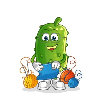 Salatalık terzi maskotu. çizgi film vektörü