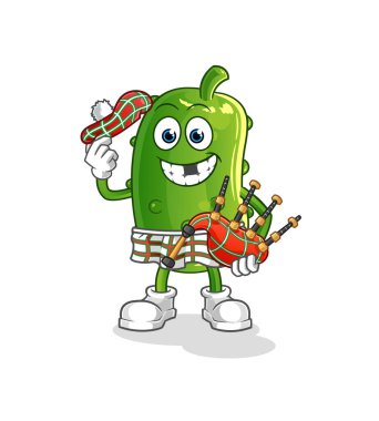 Salatalık İskoç gayda taşıyıcısı. çizgi film karakteri