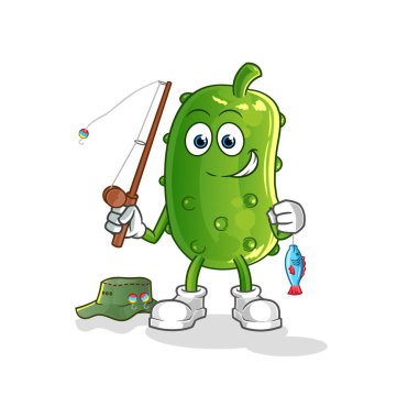 Salatalık balıkçısı çizimi. karakter vektörü