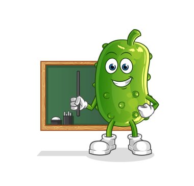 Salatalık öğretmen vektörü. çizgi film karakteri