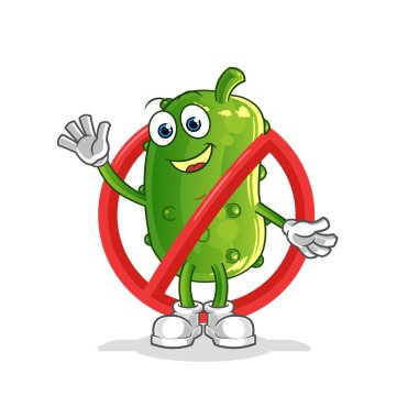 Salatalık maskotuna hayır de. çizgi film vektörü