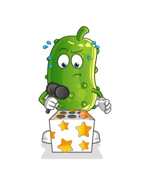 Salatalık, köstebek maskotunu hakladı. çizgi film vektörü