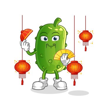 Fener resimli Çin salatalığı. karakter vektörü