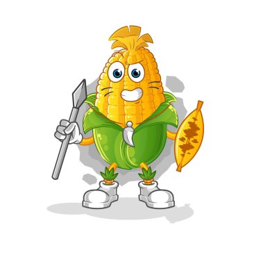 Mısır Afrikalı kabile savaşçı maskotu. çizgi film vektörü