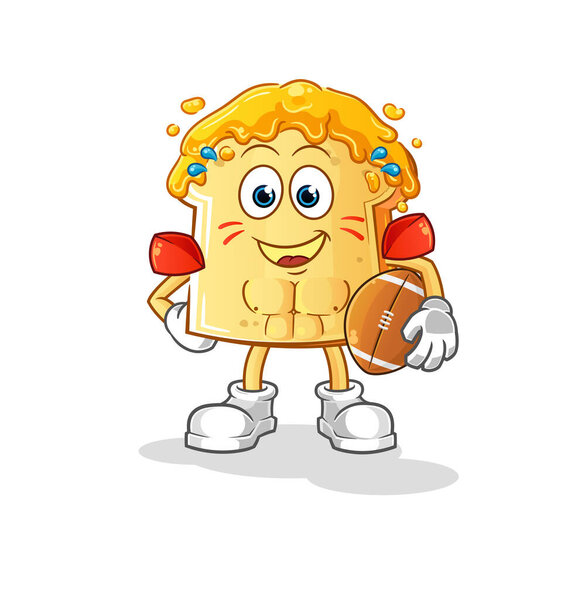 bread with honey playing rugby character. cartoon mascot vector