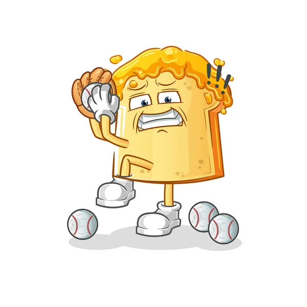 Brot Mit Honig Baseballkrug Cartoon Cartoon Maskottchen — Stockvektor