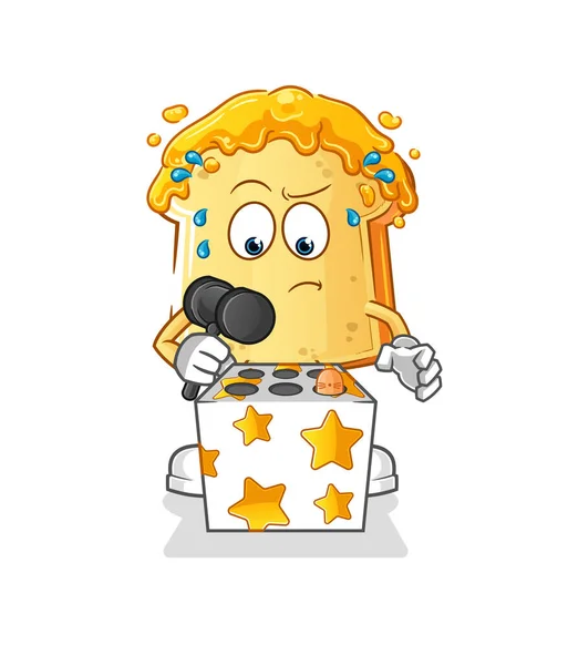 Bread Honey Play Whack Mole Mascot Cartoon Vector — Stock Vector