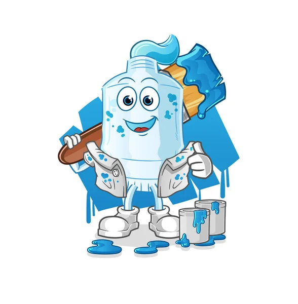 Diş macunu ressamı çizimi. karakter vektörü