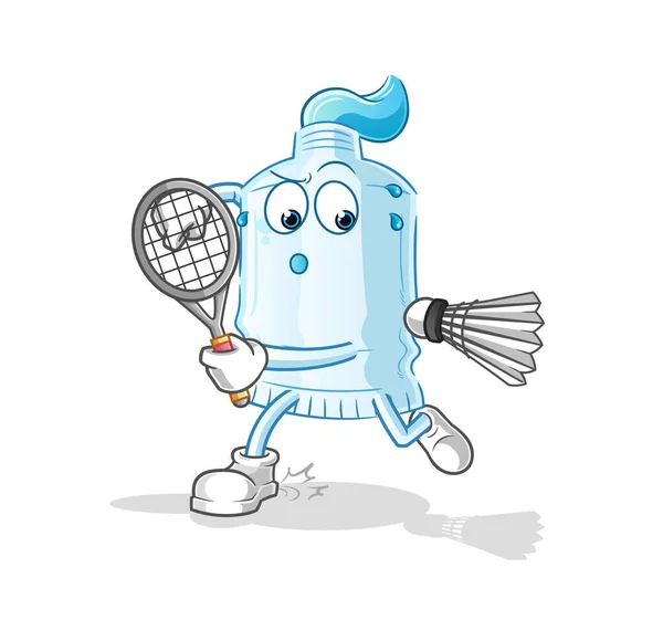 Toothpaste Playing Badminton Illustration Character Vector — Stock Vector