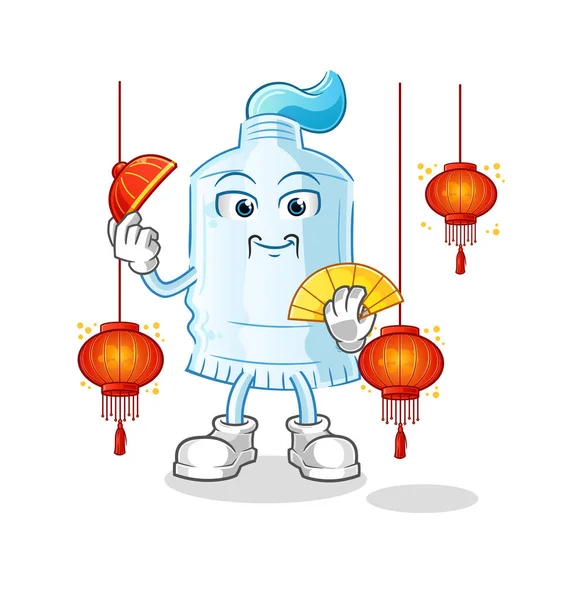 Fener resimli Çin diş macunu. karakter vektörü