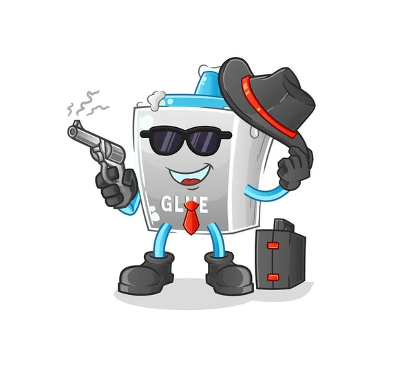 Pegamento Mafia Con Carácter Pistola Vector Mascota Dibujos Animados — Vector de stock