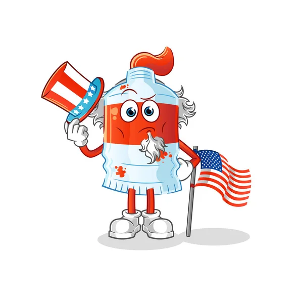 Watercolor Tube Uncle Sam Character Cartoon Mascot Vector — Stock Vector