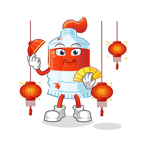 Fenerli Çin usulü suluboya tüp. karakter vektörü