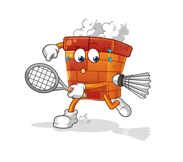 Schornstein Spielt Badminton Illustration Zeichenvektor — Stockvektor