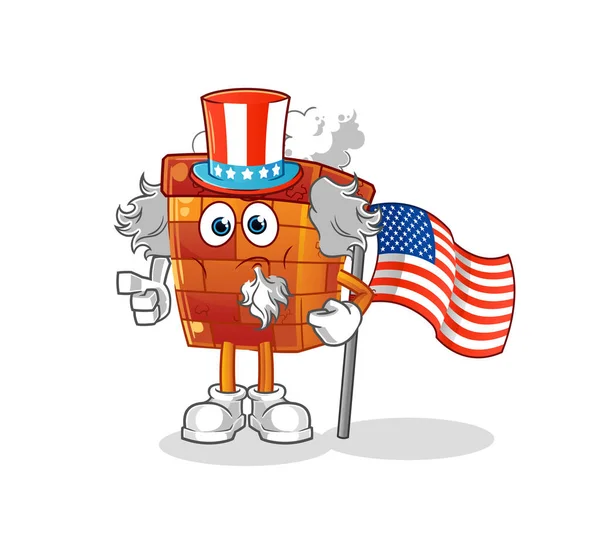 Chimney Uncle Sam Character Cartoon Mascot Vector — Stock Vector