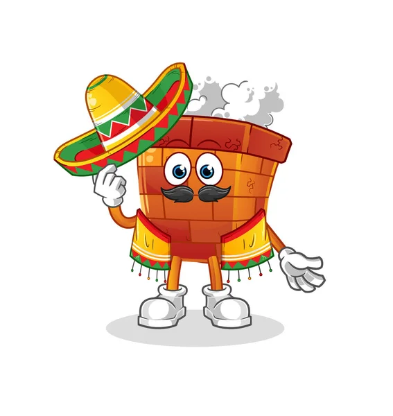 Chimenea Cultura Bandera Mexicana Vector Mascota Dibujos Animados — Vector de stock