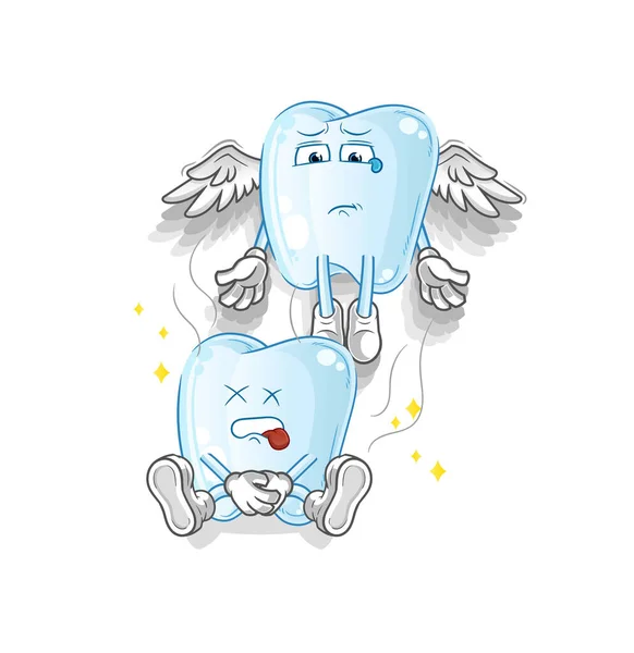Tooth Spirit Leaves Body Mascot Cartoon Vector — Stock Vector