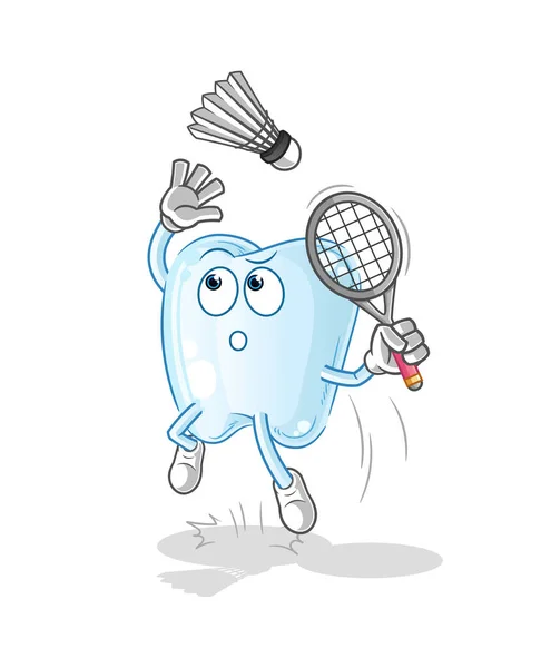 Tooth Smash Badminton Cartoon Cartoon Mascot Vector — Stock Vector