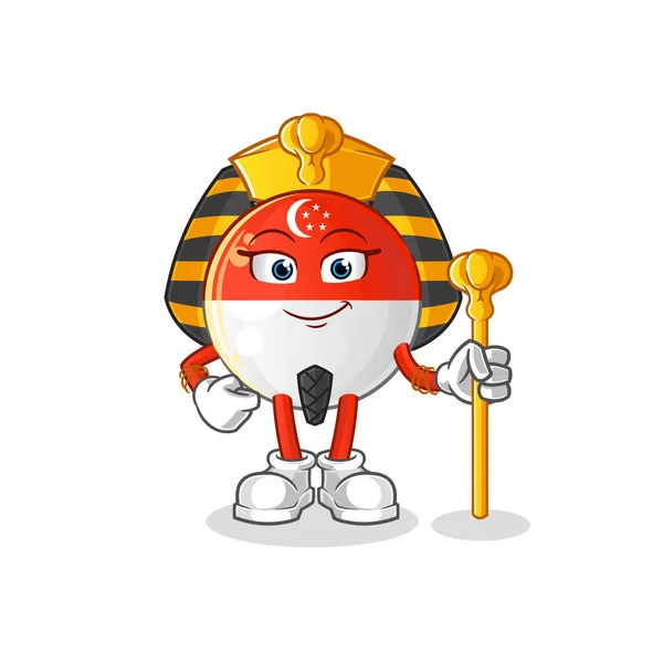 Singapore Flag Ancient Egypt Cartoon Cartoon Mascot Vector — Stock Vector