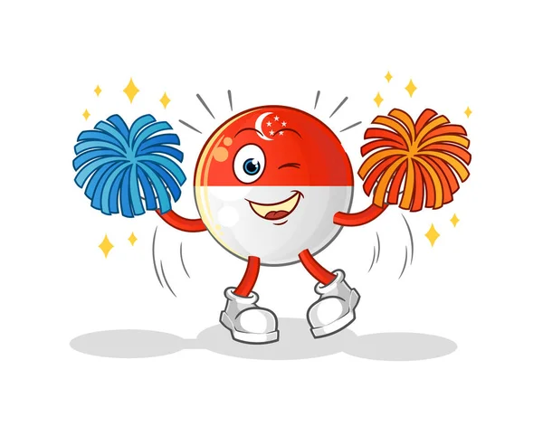 Singapore Bandera Animadora Dibujos Animados Vector Mascota Dibujos Animados — Vector de stock