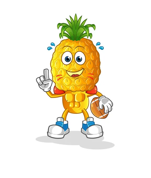 Pineapple Head Cartoon Playing Rugby Character Cartoon Vector — Stock Vector