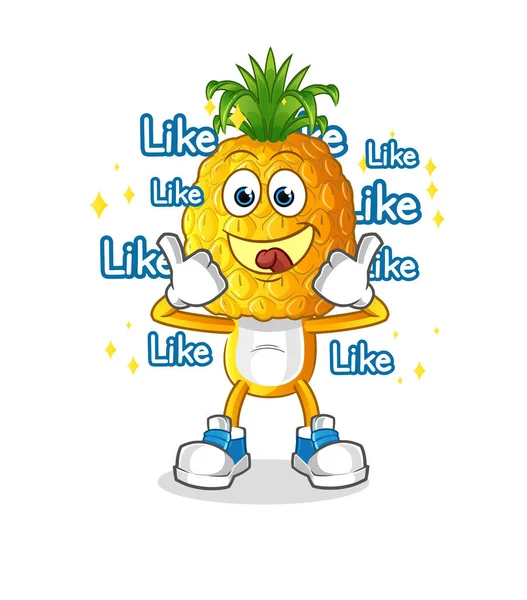 Pineapple Head Cartoon Give Lots Likes Cartoon Vector — Stock Vector