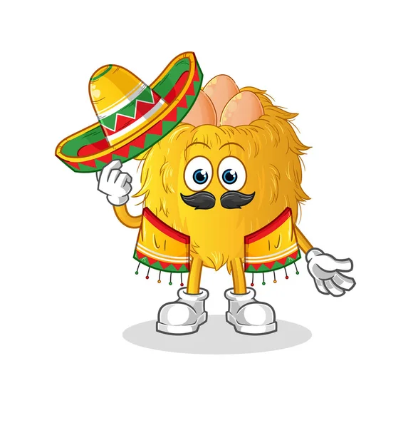 Vogelnest Mexicaanse Cultuur Vlag Tekenfilm Mascotte Vector — Stockvector