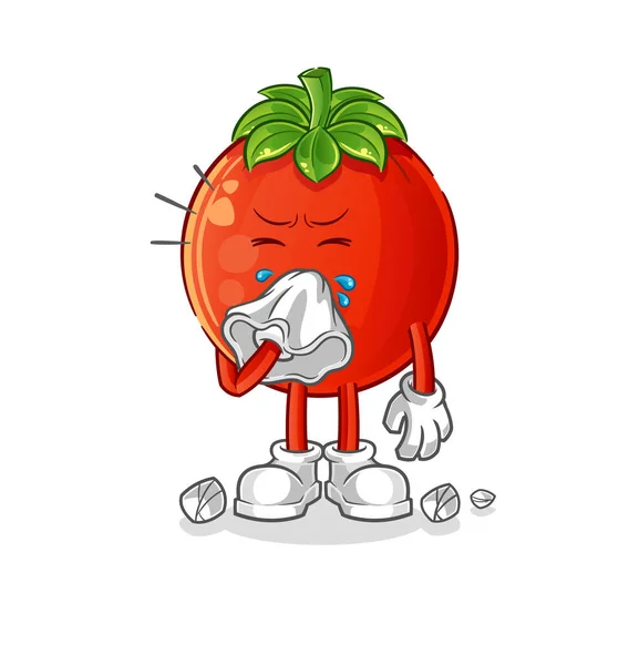Tomate Soplando Carácter Nariz Vector Mascota Dibujos Animados — Vector de stock