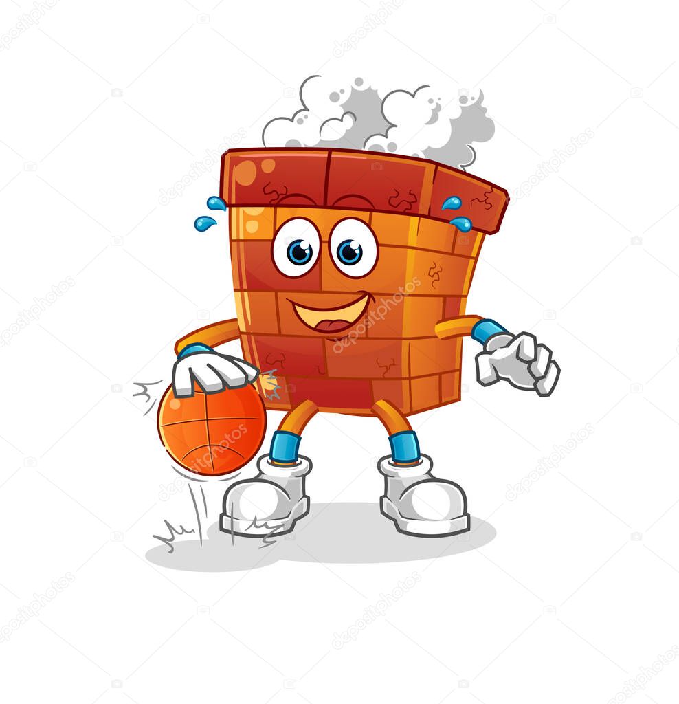 chimney dribble basketball character. cartoon mascot vector