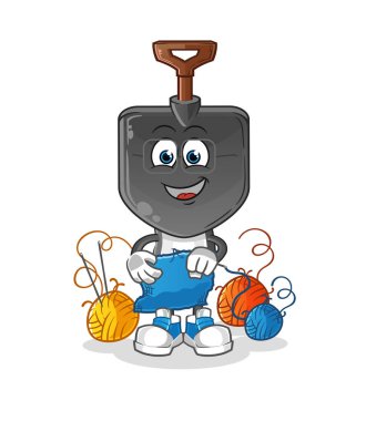 Kürek kafalı karikatür terzi maskotu. çizgi film vektörü