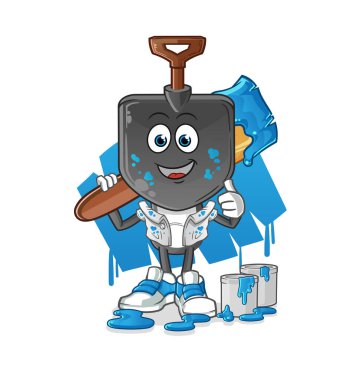 Kürek kafalı karikatür ressamı çizimi. karakter vektörü