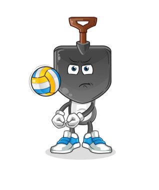 Kürek kafalı çizgi film karakteri voleybol maskotu. çizgi film vektörü