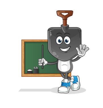 Kürek kafalı karikatür öğretmeni vektörü. çizgi film karakteri