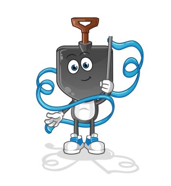 Kürek kafalı çizgi film Ritmik Jimnastik maskotu. çizgi film vektörü