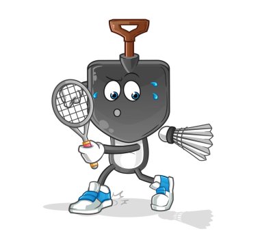 Badminton oynayan kürek kafalı karikatür. karakter vektörü