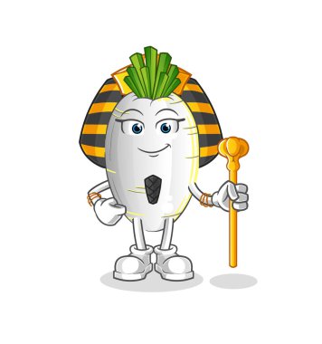 Beyaz turp antik Mısır çizgi filmi. çizgi film maskotu vektörü