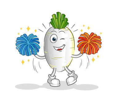 Beyaz turp amigo kız çizgi filmi. çizgi film maskotu vektörü