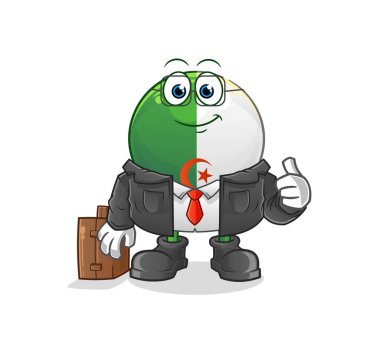 Cezayirli bayrak ofis çalışanı maskotu. çizgi film vektörü