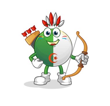 Cezayir bayrağı yerli Amerikan kabilesi. çizgi film maskotu vektörü