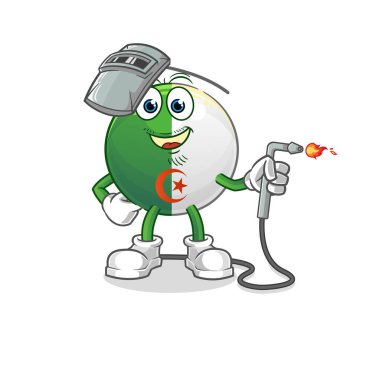 Cezayir bayrak kaynakçısı maskotu. çizgi film vektörü